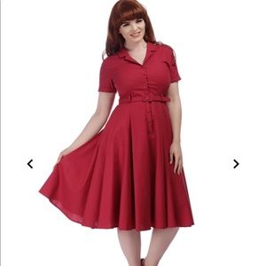 Collectif x ModCloth Catarina swing dress in burgundy, UK size 6, US size 2